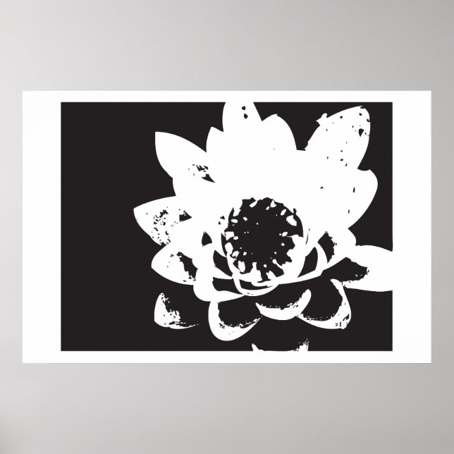 Poster nénuphar noir et blanc (Devant)