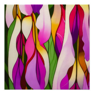 POSTER NEO FLORAL COLORÉ ABSTRAIT