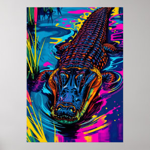 Poster Neon Alligator