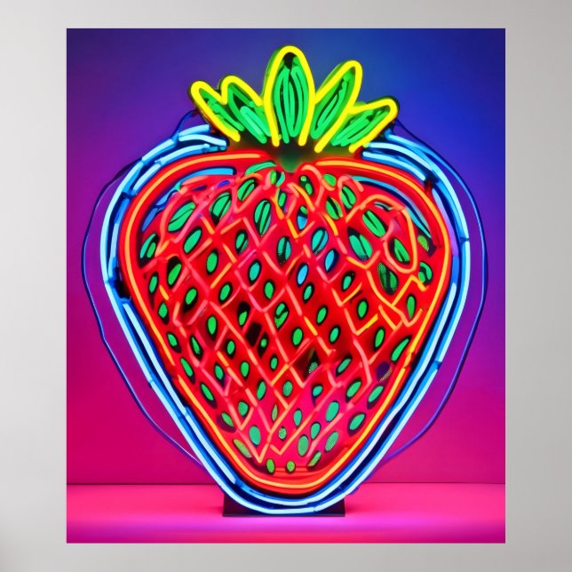 Poster Neon aux fraises vibrantes ! (Devant)