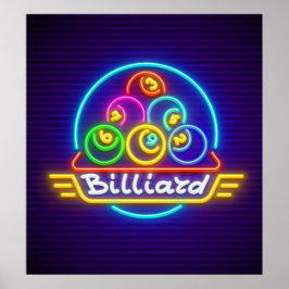 Poster Neon Billiards Imprimer, Papier d'affiche de valeu