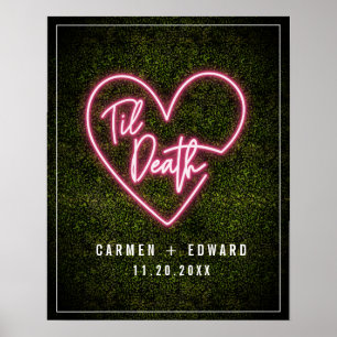 Poster Neon Boxwood Til Death Neon Heart Mariage Bienvenu