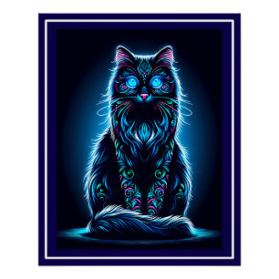Poster Neon Cat Vivid Arrière - plan-97948