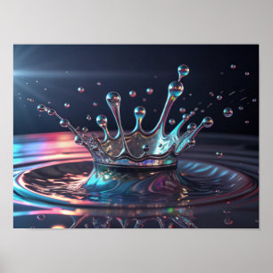 Poster Neon Chrome Couronne Splash