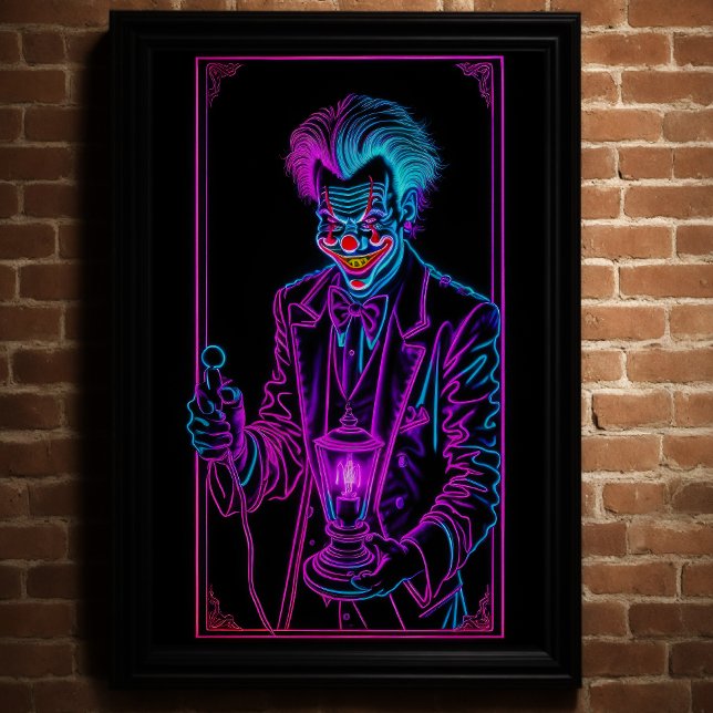 Poster Neon Déplaisant clown rose et turquoise 5:4 (Créateur téléchargé)