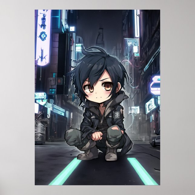 Poster Neon Dreams : L'aventure Cyberpunk de Chibi (Devant)