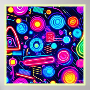 Poster Neon Dreamscape : Un art Abstrait vibrant