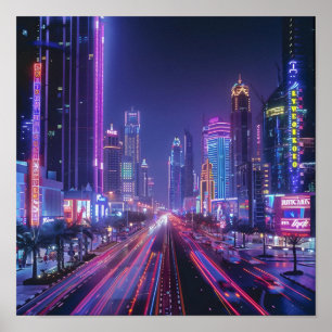 Poster Neon Drenched Dubai