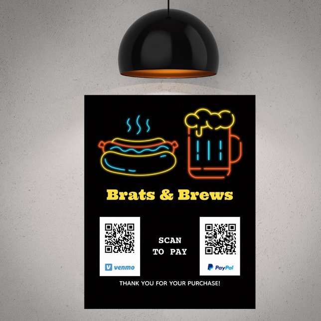 Poster Neon Food Scan pour payer le code QR (Créateur téléchargé)