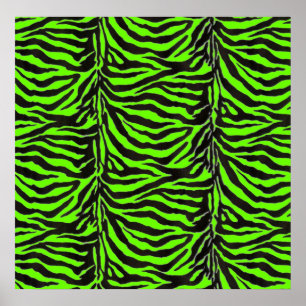 Poster Neon Green Zebra Arrière - plan de texture de peau