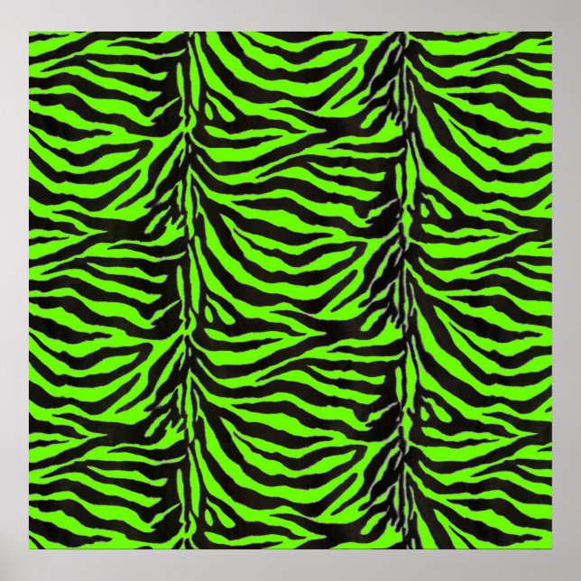 Poster Neon Green Zebra Arrière - plan de texture de peau (Devant)