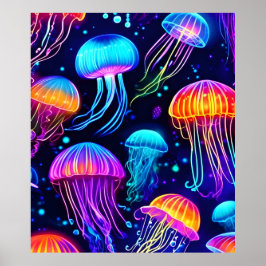 Poster Neon Jellyfish Dreams