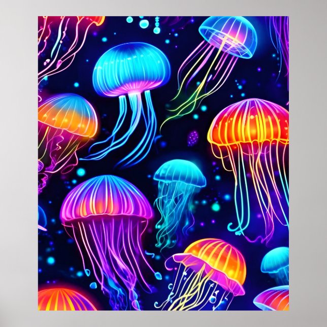 Poster Neon Jellyfish Dreams (Devant)