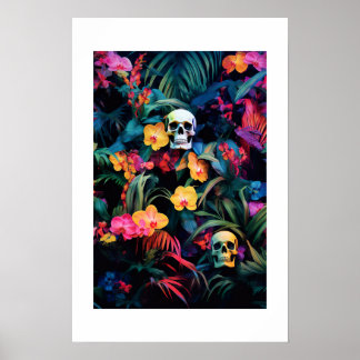 Poster Neon Jungle | Fleurs orchidées