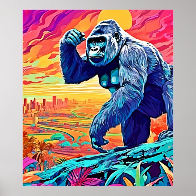 Poster Neon Jungle Gorilla Imaginaire urbain (Devant)