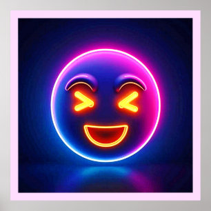 Poster Neon Laughing Emoji Joy
