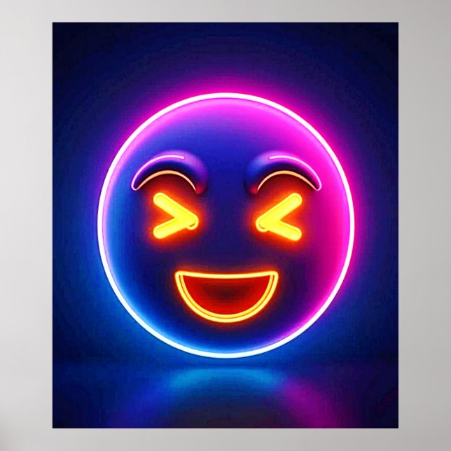 Poster Neon Laughing Emoji Joy (Devant)