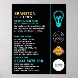 Poster Neon Light, Electricien Publicité