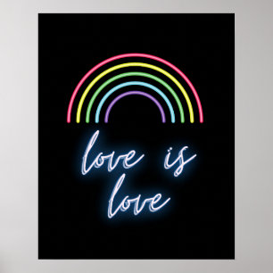 Poster Neon Love Is Love Rainbow