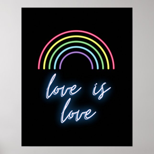 Poster Neon Love Is Love Rainbow (Devant)