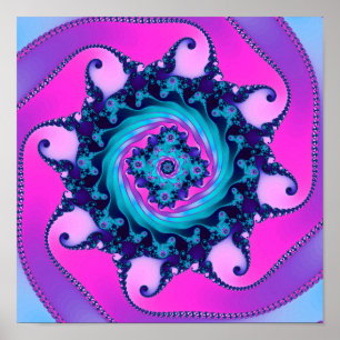 Poster Neon Mandelbrot Fractal