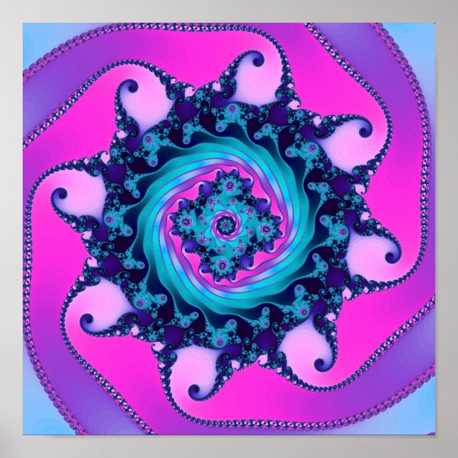 Poster Neon Mandelbrot Fractal (Devant)