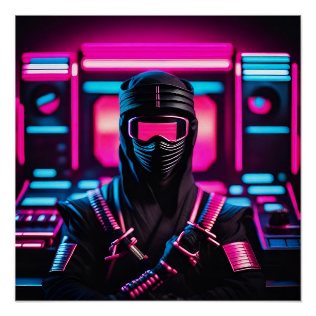 Poster néon ninja (Devant)