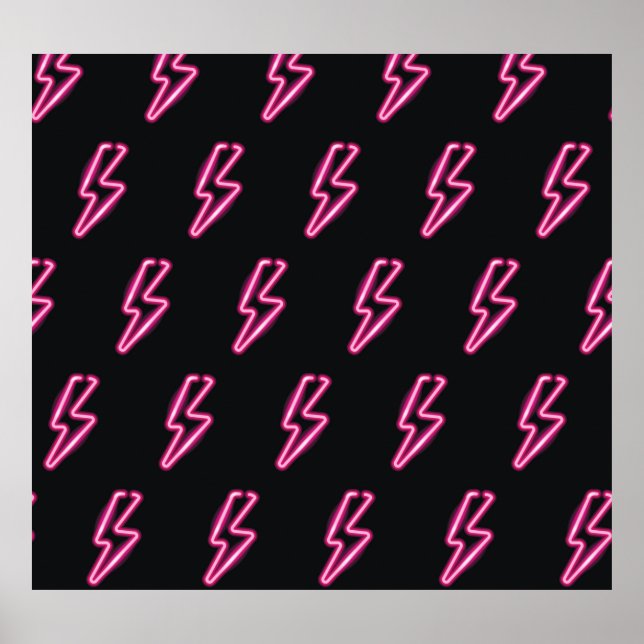 Poster Neon Pink Lightning : Arrière - plan foncé. (Devant)