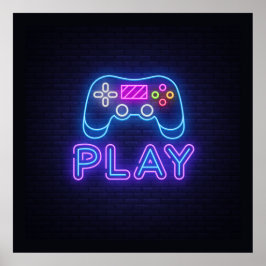 Poster Neon Play Gamer