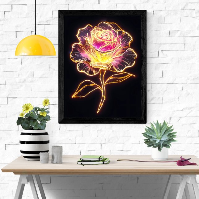 Poster Neon Rose (Créateur téléchargé)