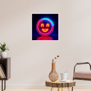 Poster Neon Smile : Conception de lueur heureuse et brill