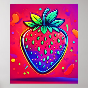 Poster Neon Strawberry Pop