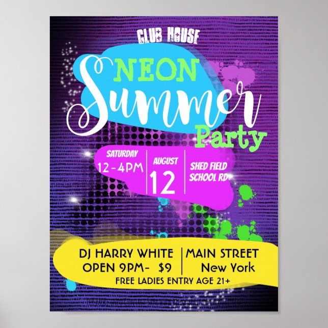 POSTER NEON SUMMER PARTI (Devant)