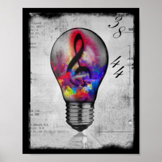Poster Neon trek idée de musique clef