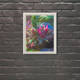 Poster Neon Tropical Blooming Foliage