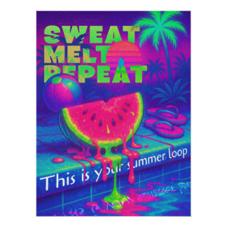 Poster Neon Vaporwave 80s Chaleur tropicale