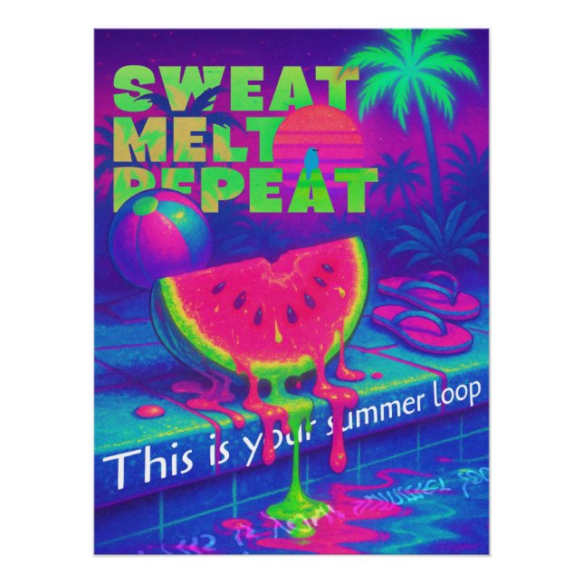 Poster Neon Vaporwave 80s Chaleur tropicale (Devant)