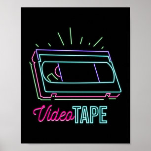 Poster Neon Video Tape Vhs des années 80