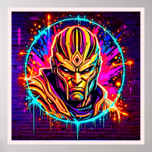 Poster Neon Warrior Power Art