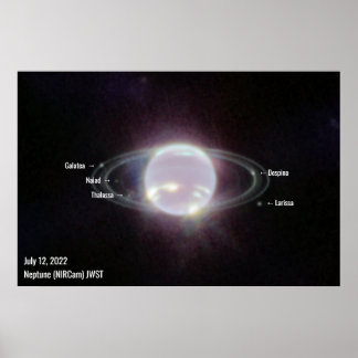 Poster Neptune James Webb Photo NIRCam Image Texte blanc