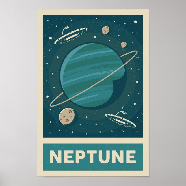 Poster Neptune Retro Galaxy UFO (Devant)