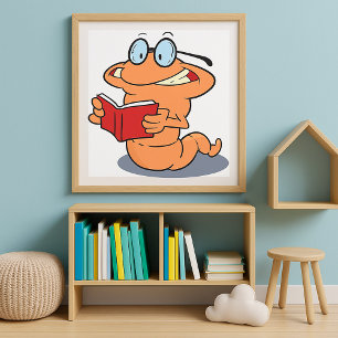 Poster Nerdy Bookworm Lire Un Livre