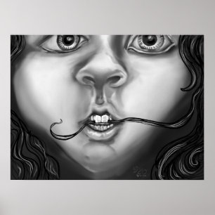 Poster Nervous Habit Girl Moderne Art Monochrome