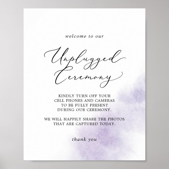 Poster Nettoyage aquarelle | Panneau de cérémonie violet  (Devant)