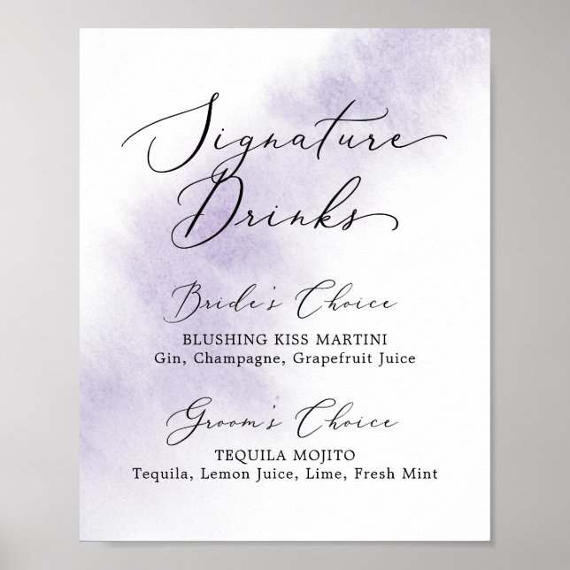 Poster Nettoyage aquarelle | Signature violette Signet bo (Devant)