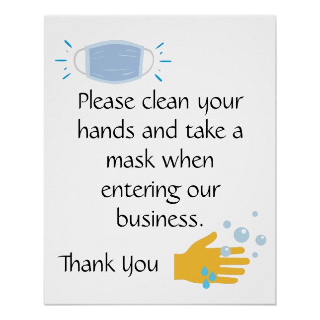 Poster Nettoyer les mains et prendre un masque (Devant)