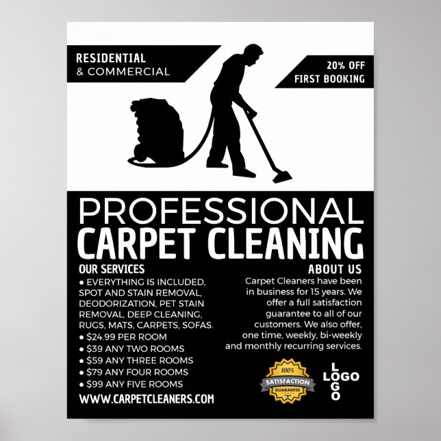 Poster Nettoyeur de tapis Silhouette, Service de nettoyag (Devant)
