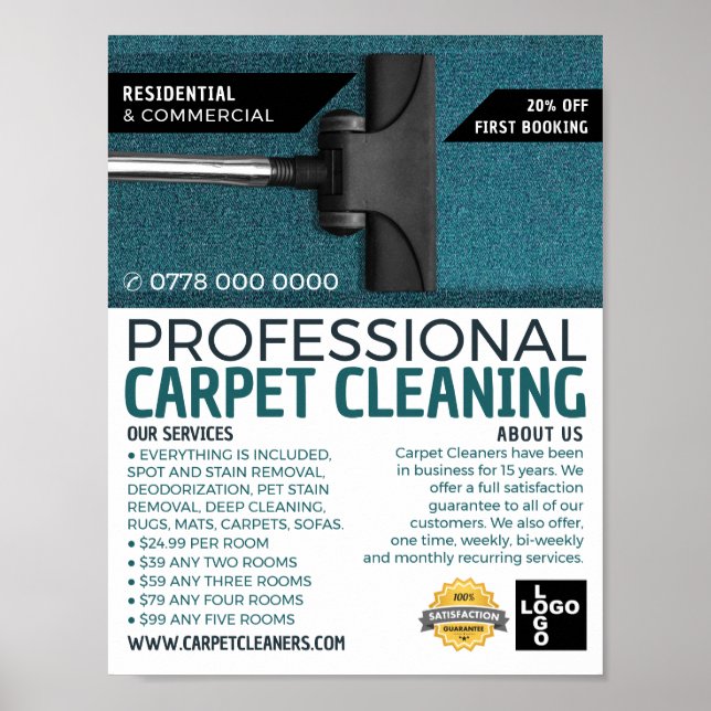 Poster Nettoyeur de vide, Nettoyeurs de tapis, Service de (Devant)