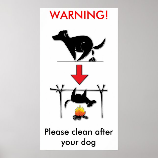 Poster Nettoyez après votre chien ! PAS DE POOP CHIEN, s' (Devant)