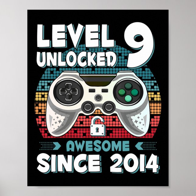 Poster Neuf Anniversaire 9 ans Son garçon amusant Gamer 9 (Devant)